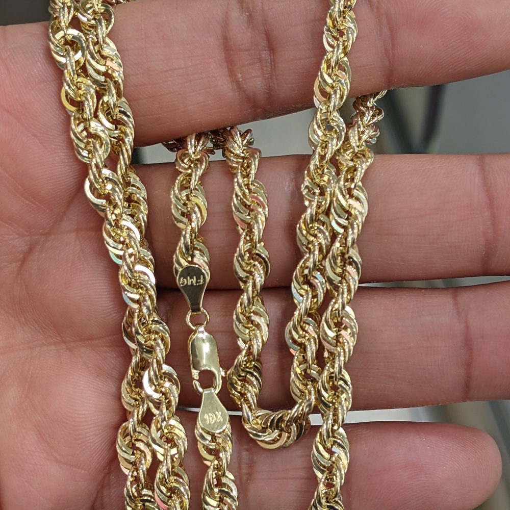10kt Real Gold Rope Chain 6mm 26 Inches